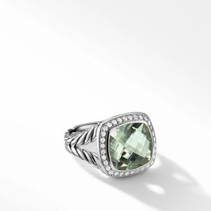 David Yurman: Albion® Ring in Sterling Silver with Prasiolite and Pavé Diamonds